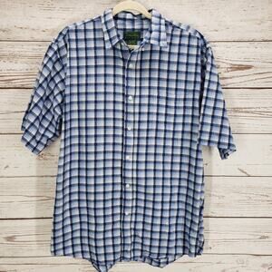 Scandia Woods Men's Blue 100%Cotton Check Short Sleeve Shirt Size Large